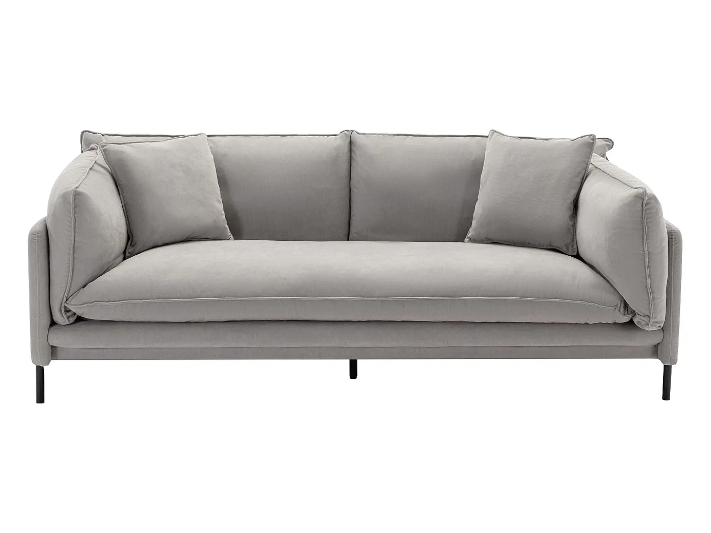 Sofá de 3 plazas de tela color gris. Asiento de plumas. CORFINO