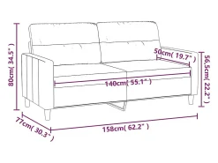 Sofá de 2 plazas de tela color crema 140 cm