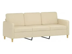 Sofá de 3 plazas de tela crema 180 cm