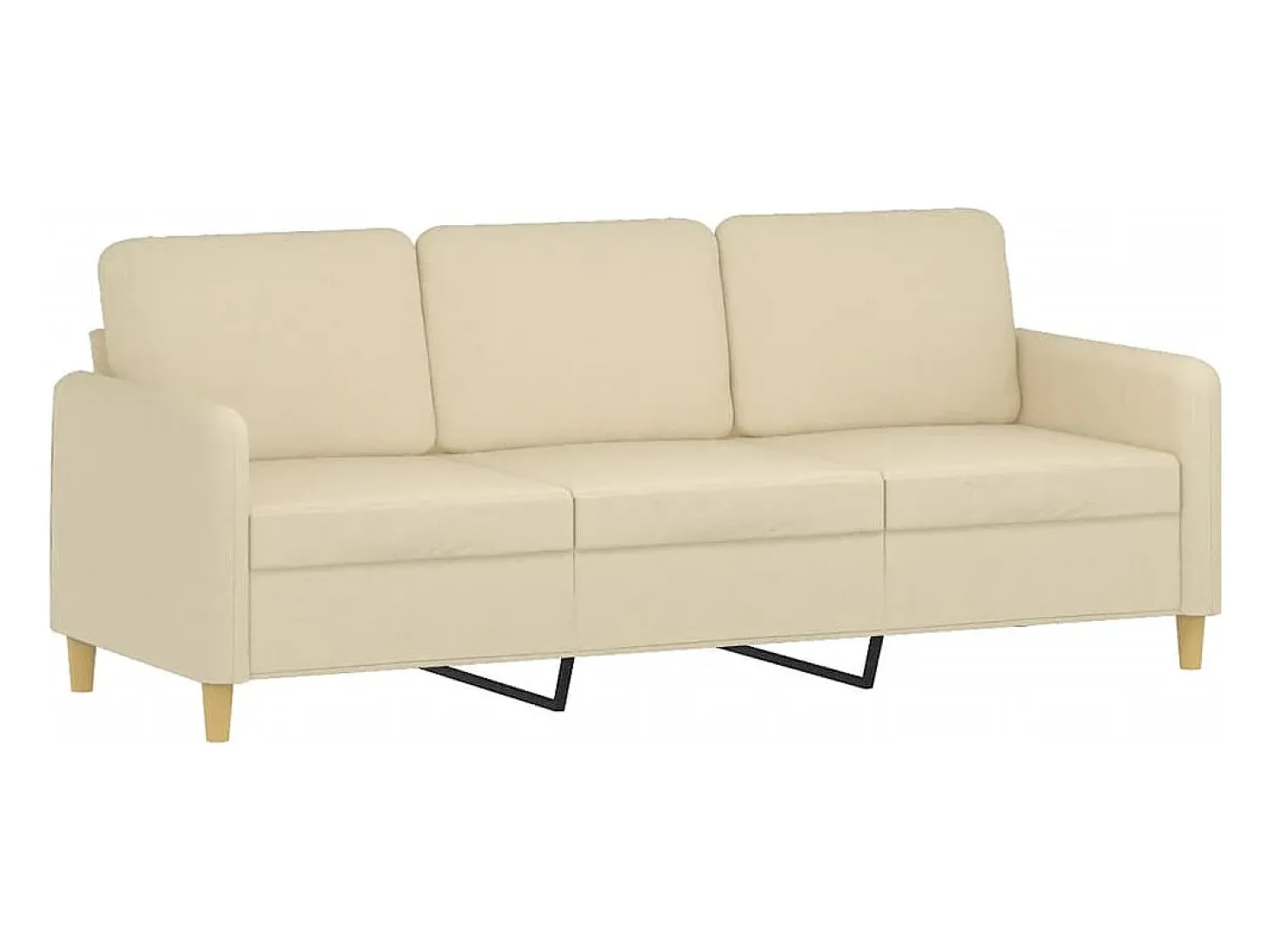 Sofá de 3 plazas de tela crema 180 cm