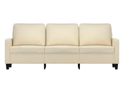 Sofá de 3 plazas de tela crema 180 cm