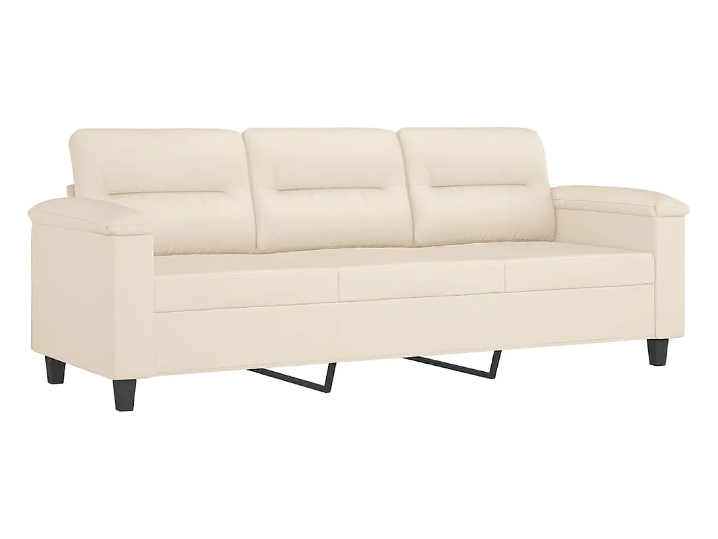 Sofá de 3 plazas de tela de microfibra beige 180 cm