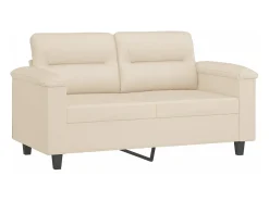 Sofá de 2 plazas de tela de microfibra beige 120 cm