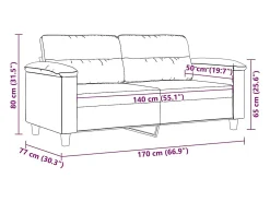 Sofá de 2 plazas de tela de microfibra gris oscuro 140 cm
