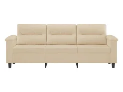 Sofá de 3 plazas de tela de microfibra color crema 180 cm
