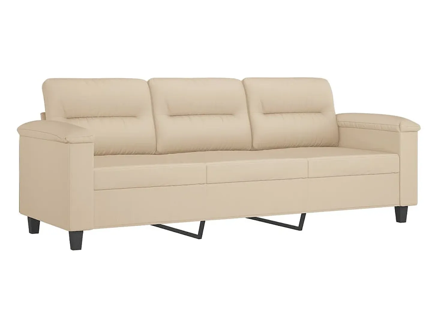 Sofá de 3 plazas de tela de microfibra color crema 180 cm