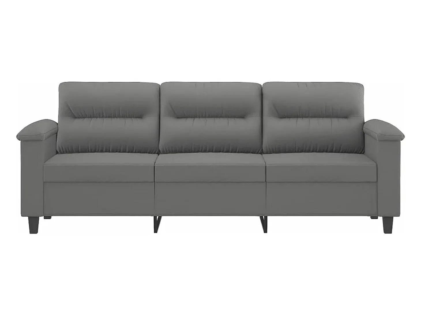 Sofá de 3 plazas de tela de microfibra gris oscuro 180 cm