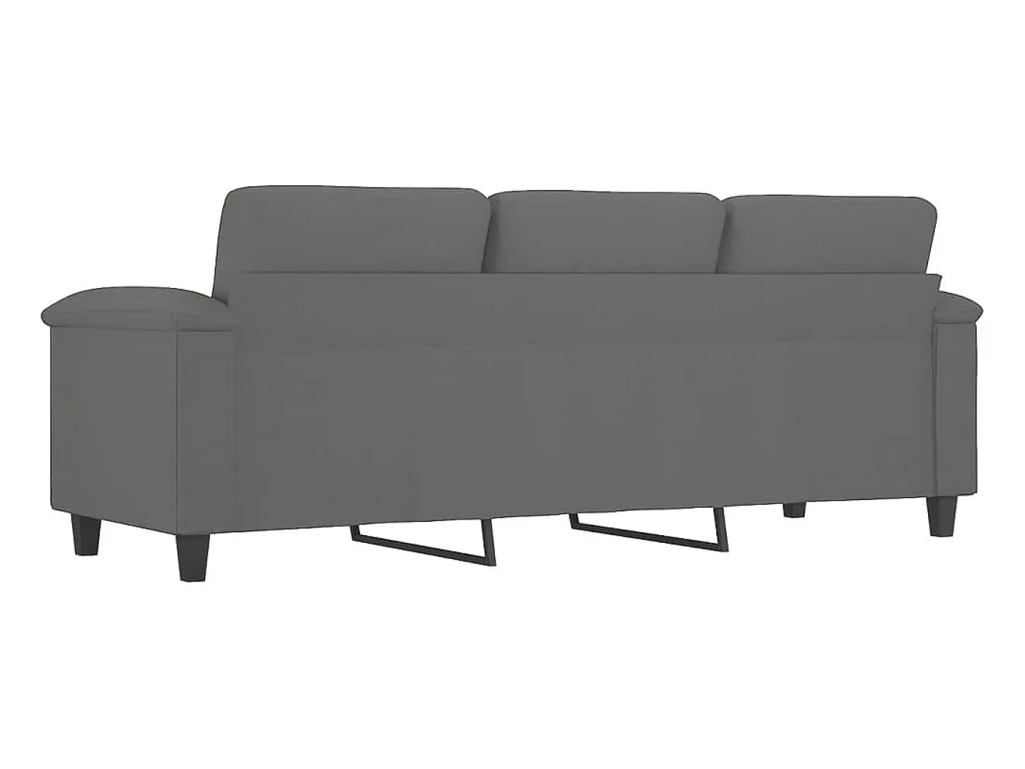 Sofá de 3 plazas de tela de microfibra gris oscuro 180 cm