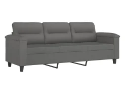 Sofá de 3 plazas de tela de microfibra gris oscuro 180 cm