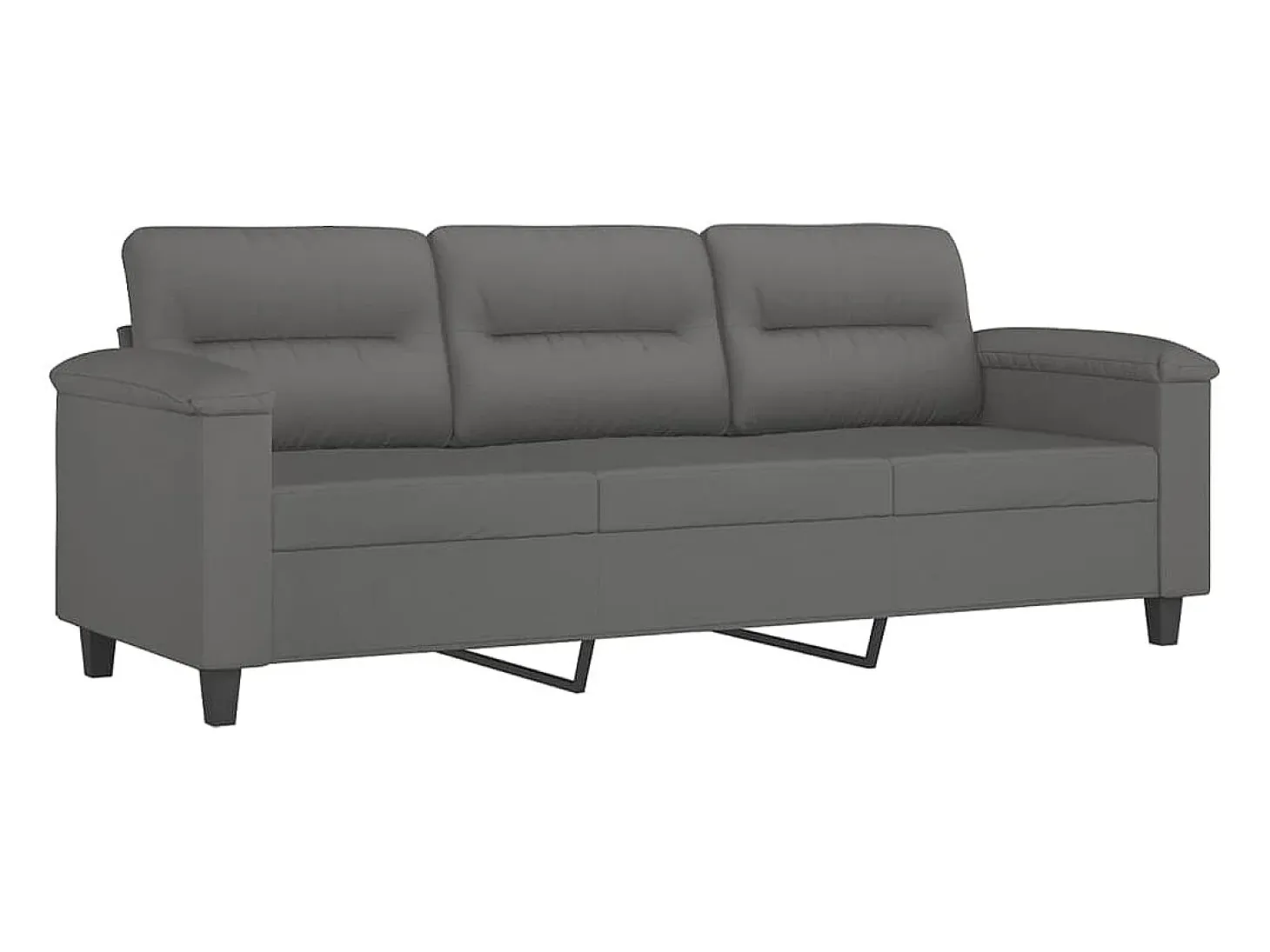 Sofá de 3 plazas de tela de microfibra gris oscuro 180 cm