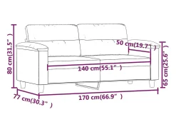 Sofá de 2 plazas de tela de microfibra color crema 140 cm