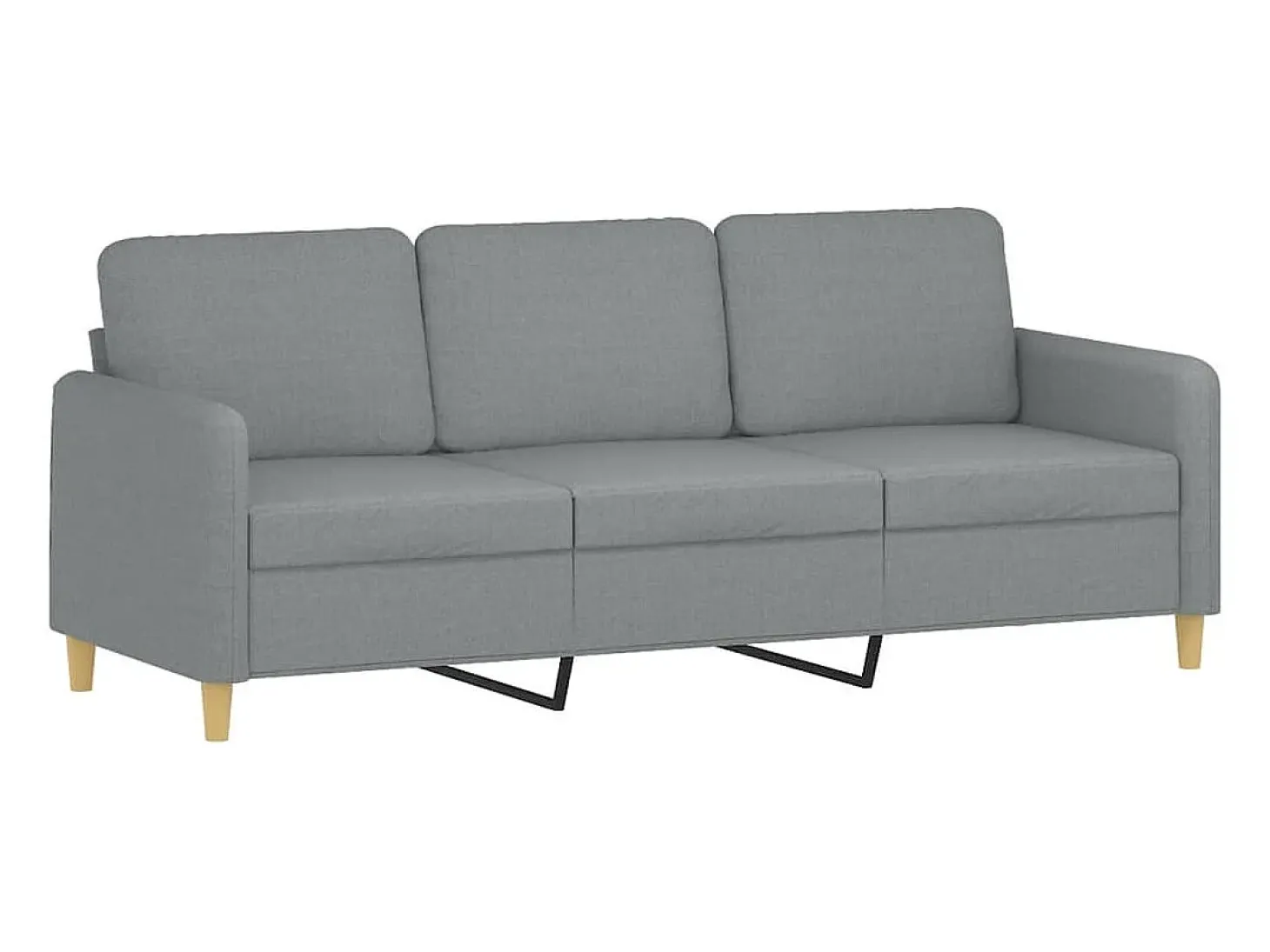 Sofá de 3 plazas de tela gris claro 180 cm