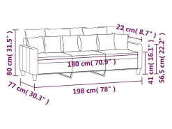 Sofá de 3 plazas de tela gris claro 180 cm