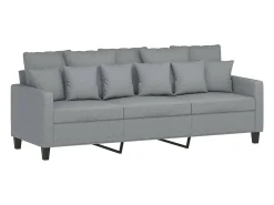 Sofá de 3 plazas de tela gris claro 180 cm