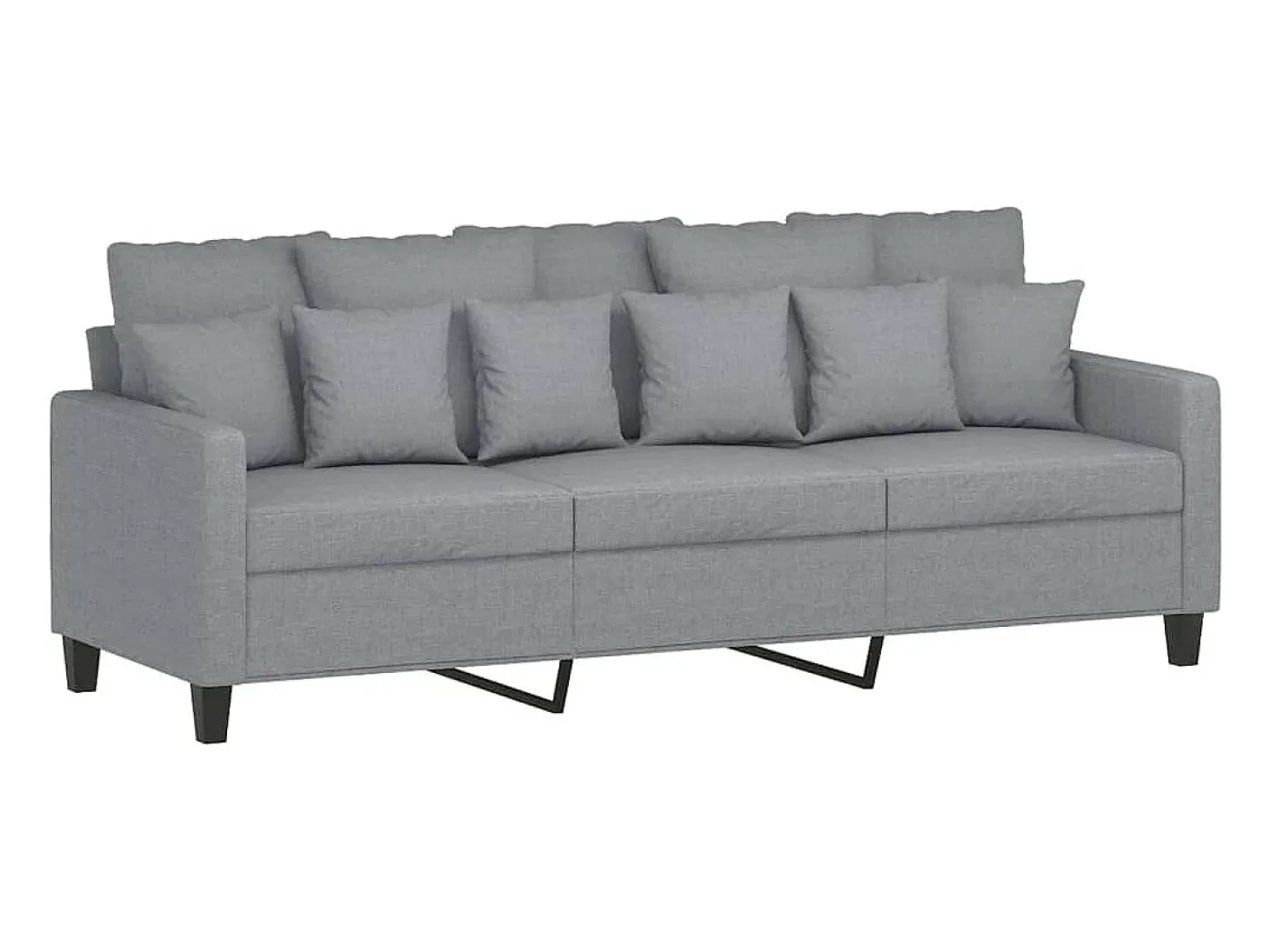 Sofá de 3 plazas de tela gris claro 180 cm