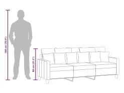 Sofá de 3 plazas de tela gris oscuro 180 cm