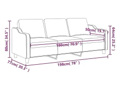 Sofá de 3 plazas de tela gris taupe 180 cm