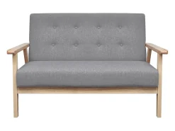 Sofá de 2 plazas de tela gris claro PWFG73001