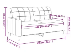 Sofá de 2 plazas de tela gris oscuro 140 cm