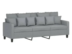Sofá de 3 plazas de tela gris claro 180 cm PWFG68550