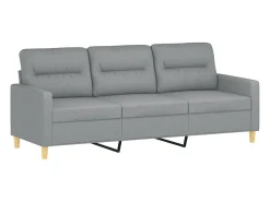Sofá de 3 plazas de tela gris claro 180 cm