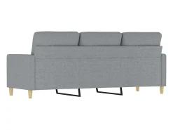 Sofá de 3 plazas de tela gris claro 180 cm
