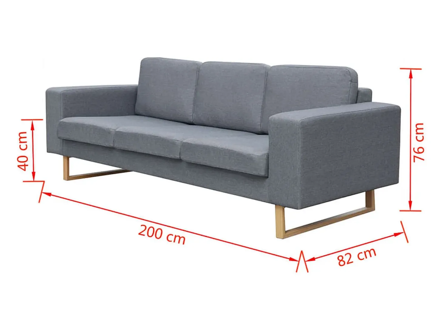 Sofá de 3 plazas de tela gris claro