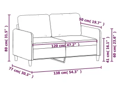 Sofá de 2 plazas de tela gris claro 120 cm