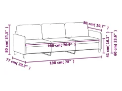 Sofá de 3 plazas de tela gris oscuro 180 cm