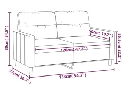 Sofá de 2 plazas de tela marrón 120 cm