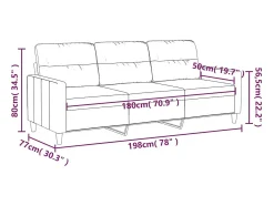 Sofá de 3 plazas de tela marrón 180 cm
