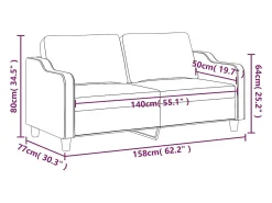 Sofá de 2 plazas de tela marrón 140 cm