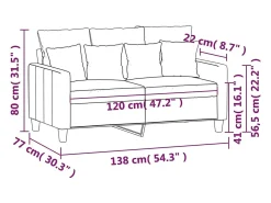 Sofá de 2 plazas de tela marrón 120 cm