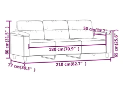 Sofá de 3 plazas de tela microfibra gris taupe 180 cm