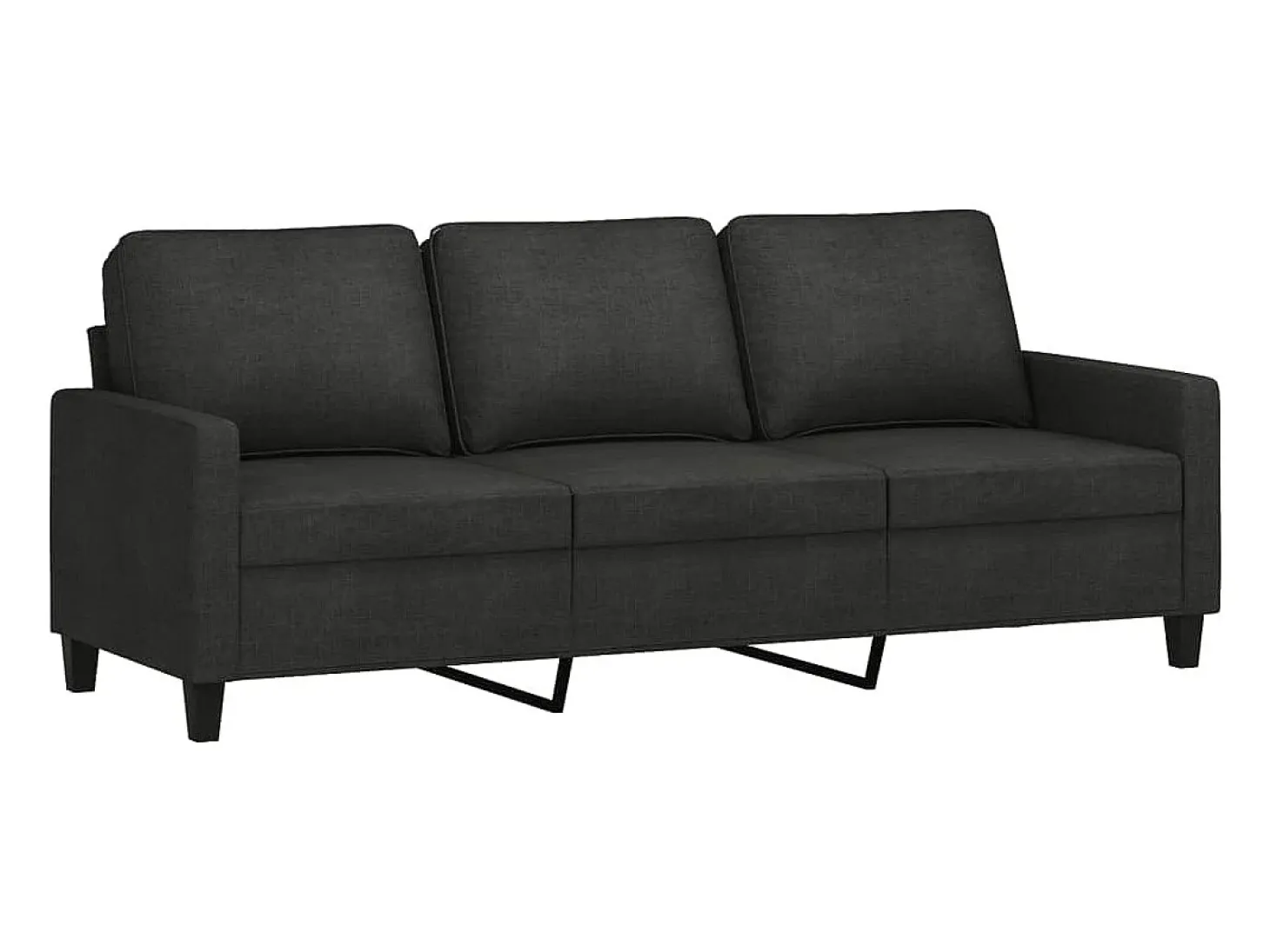 Sofá de 3 plazas de tela negro 180 cm