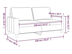 Sofá de 2 plazas de tela negro 120 cm