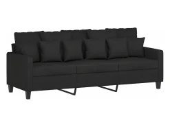 Sofá de 3 plazas de tela negro 180 cm