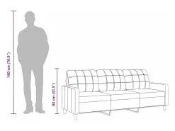 Sofá de 3 plazas de tela negro 180 cm