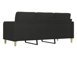 Sofá de 3 plazas de tela negro 180 cm