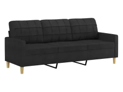 Sofá de 3 plazas de tela negro 180 cm