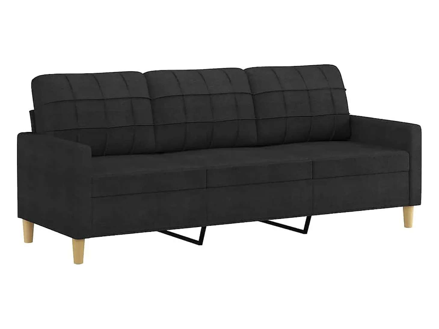 Sofá de 3 plazas de tela negro 180 cm