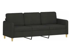 Sofá de 3 plazas de tela negro 180 cm
