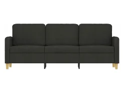 Sofá de 3 plazas de tela negro 180 cm