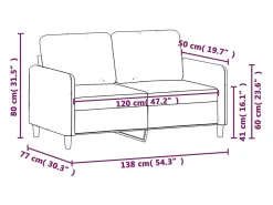 Sofá de 2 plazas de tela negro 120 cm