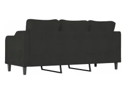 Sofá de 3 plazas de tela negro 180 cm