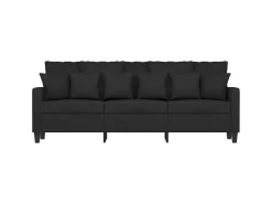 Sofá de 3 plazas de tela negro 180 cm PWFG56117