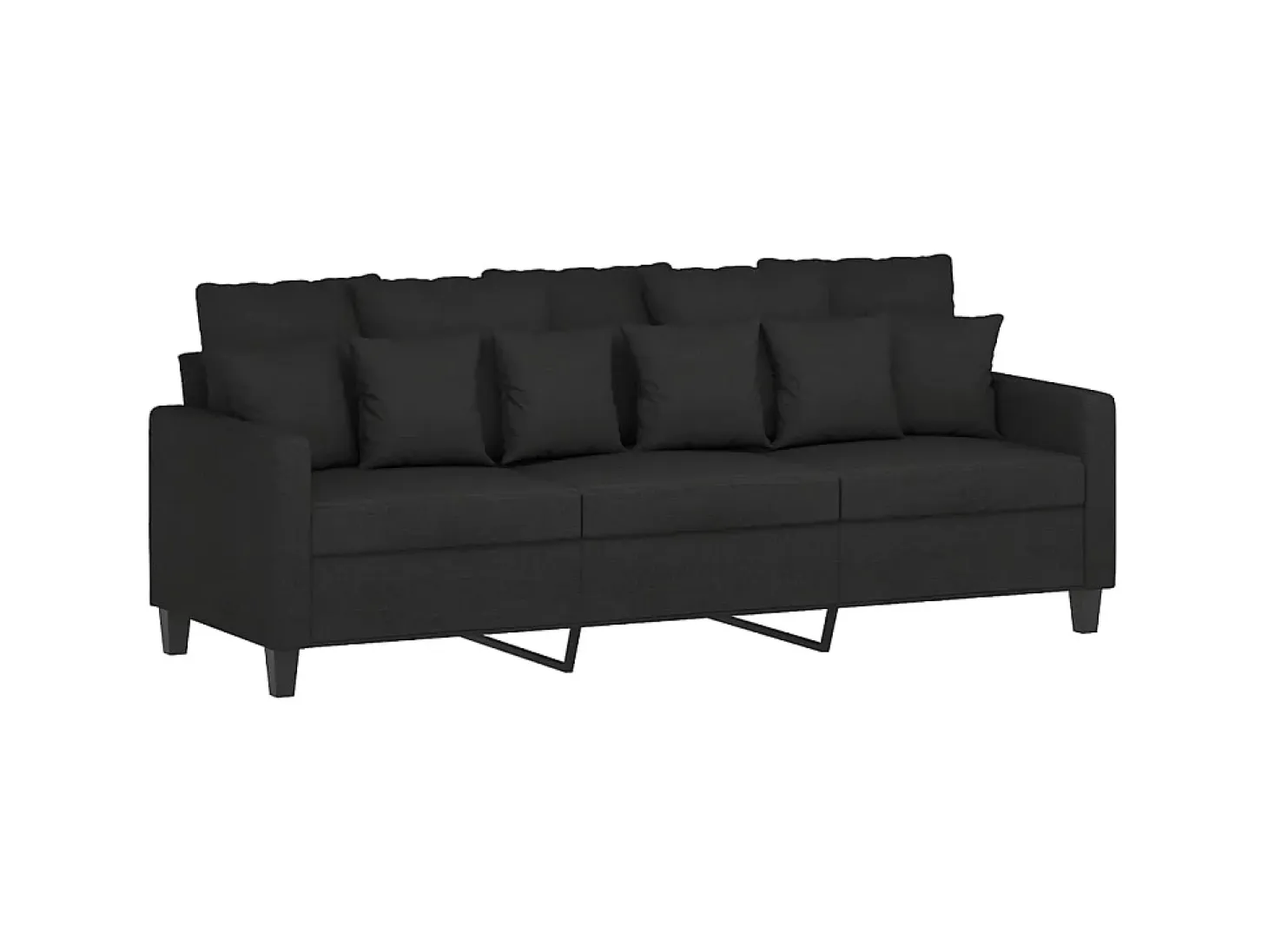 Sofá de 3 plazas de tela negro 180 cm PWFG56117