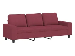 Sofá de 3 plazas de tela rojo tinto 180 cm