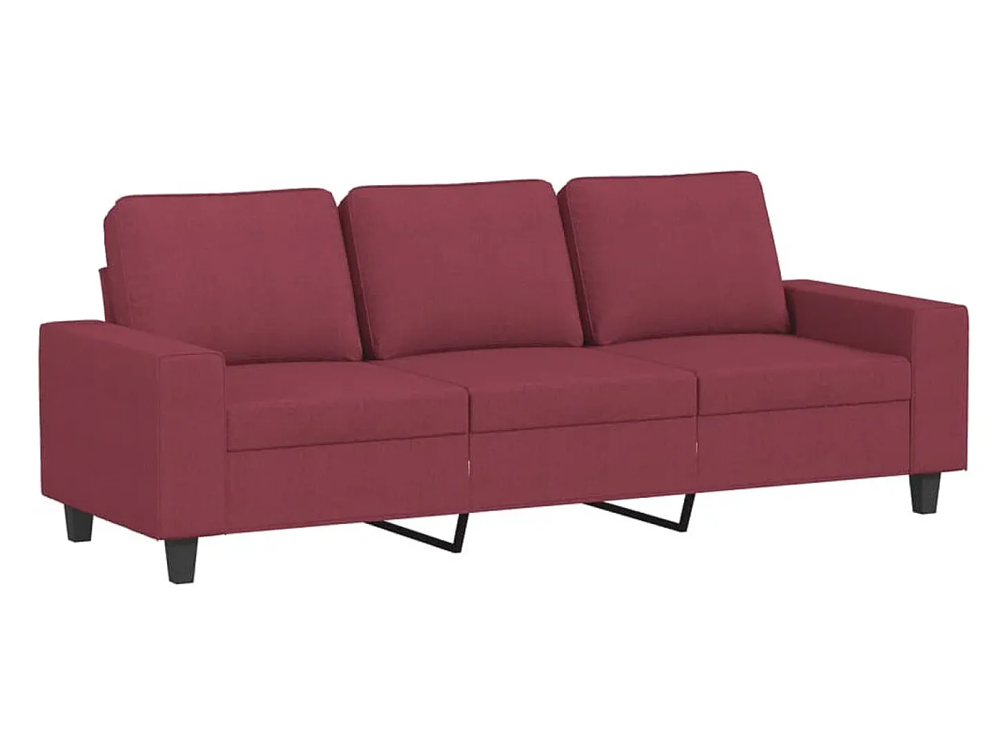 Sofá de 3 plazas de tela rojo tinto 180 cm