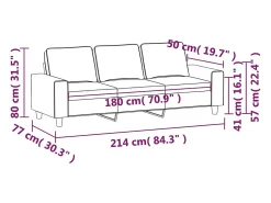 Sofá de 3 plazas de tela rojo tinto 180 cm